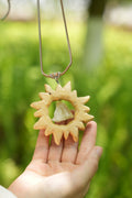 "Solar Crystal" Wood Sun Gemstone Pendant