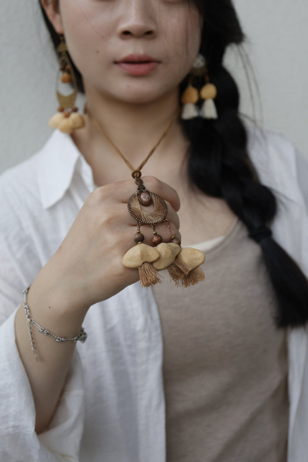 "Sunset Weaver" Bronze Mandala Seed Necklace