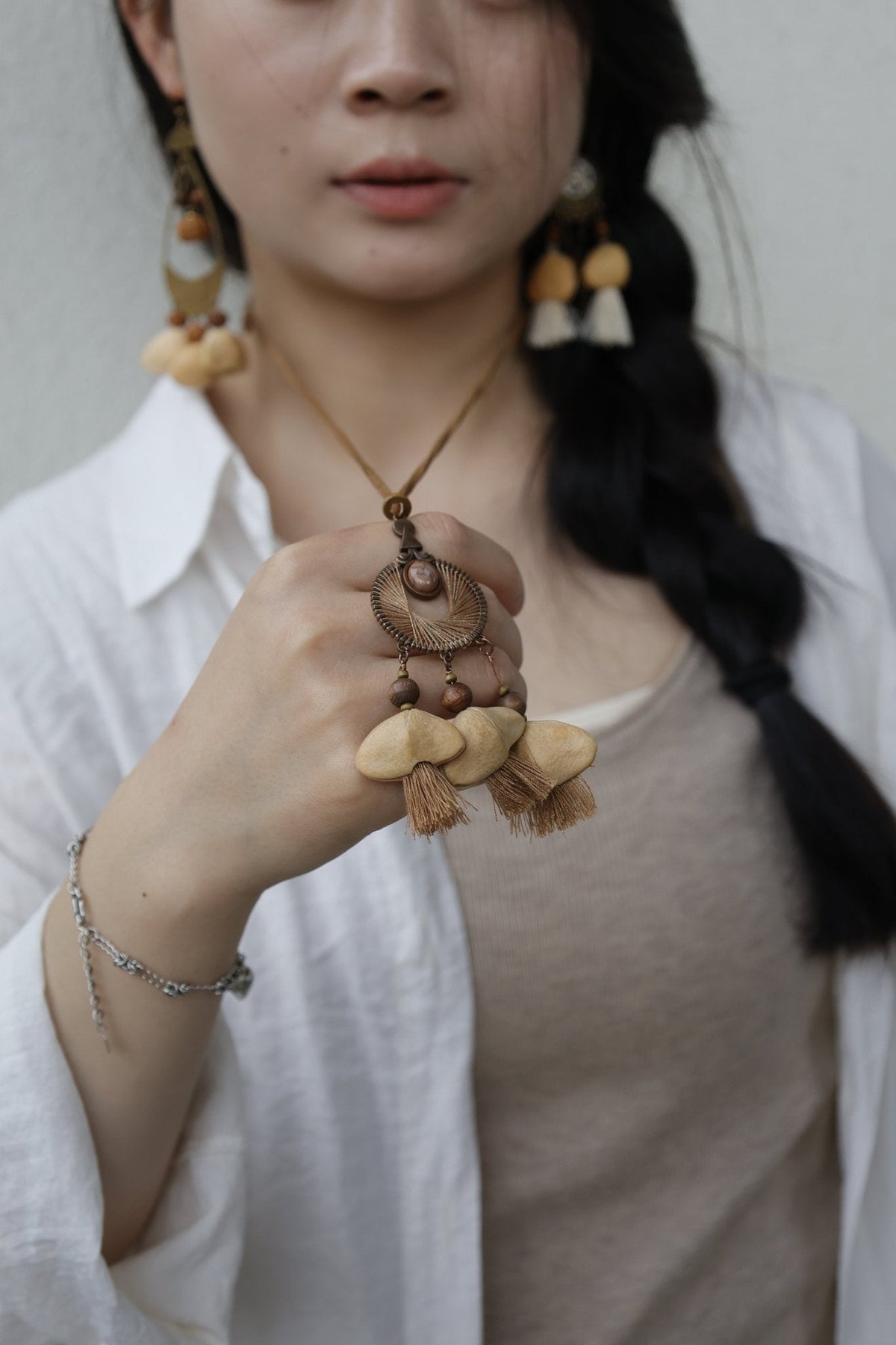"Sunset Weaver" Bronze Mandala Seed Necklace